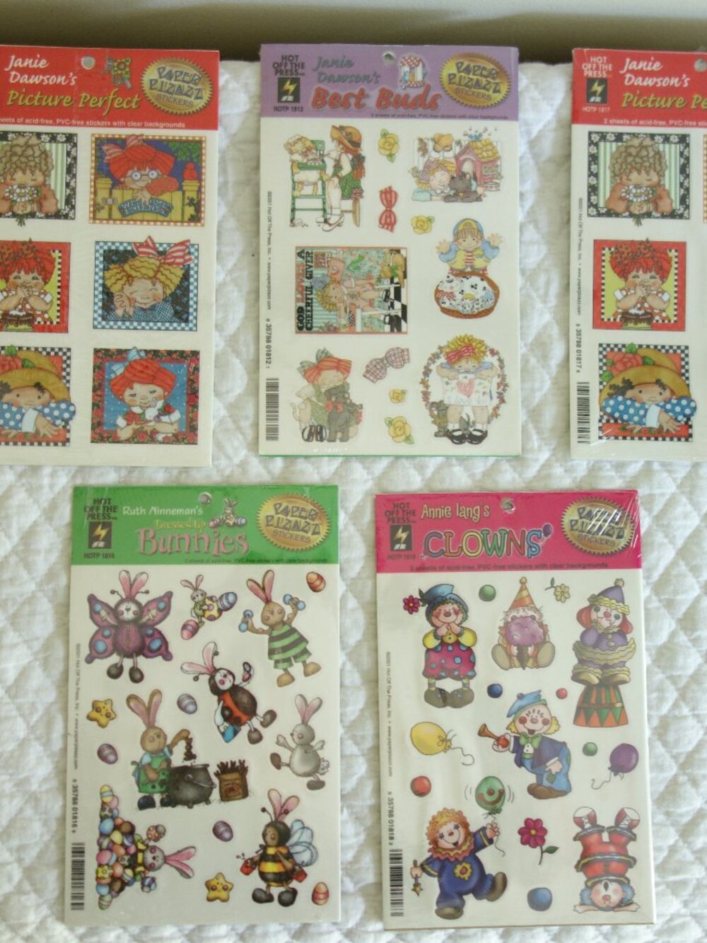 Lot of 5 2001 Vtg PAPER PIZAZZ Stickers_Janie Dawson_Annie Lang, Ruth Ninneman